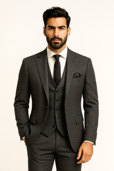 Men's black textured 3 piece